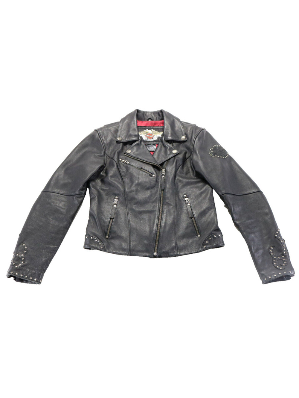 harley davidson jacket M black leather studs studded Superstition heavy double